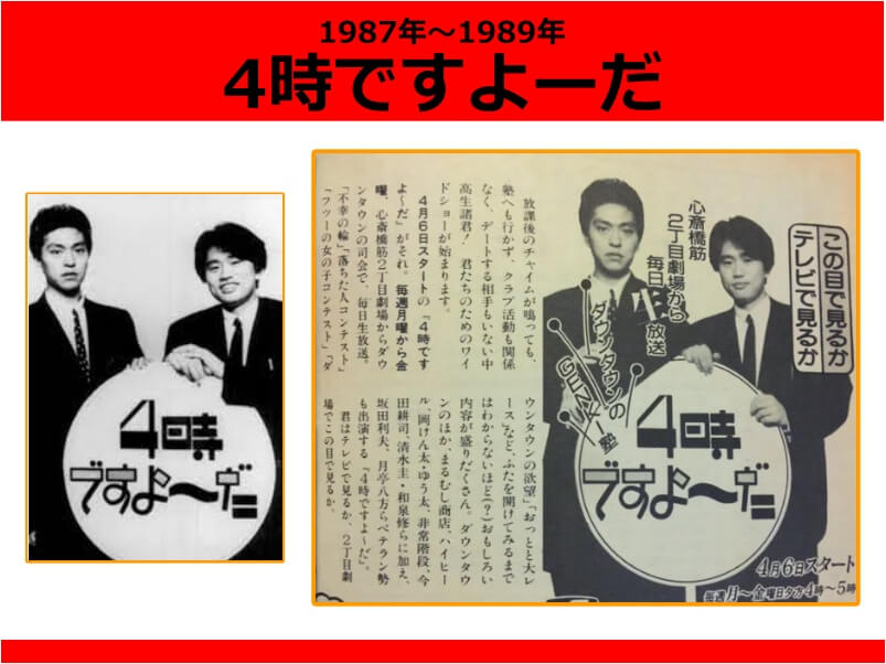 浜田雅功さんが若い頃に出演していた人気番組「4時ですよーだ」